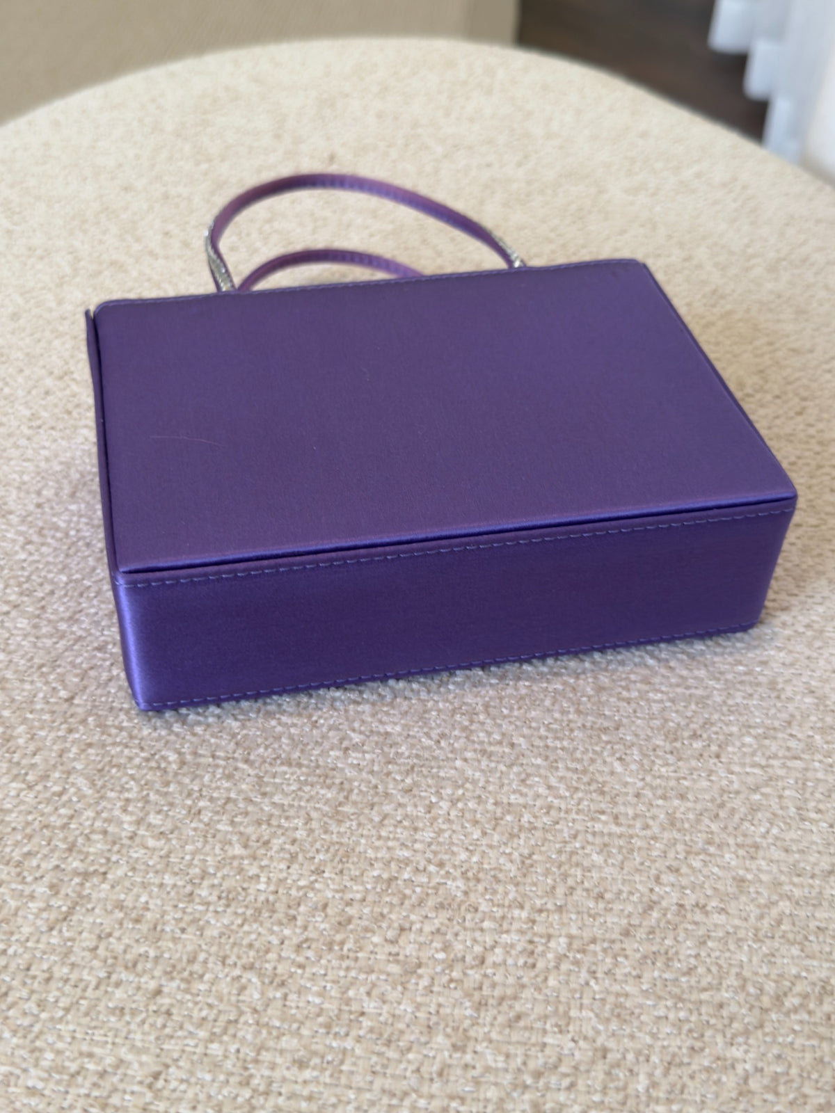 Amina Muaddi Small Amini Gilda purple satin tote base view