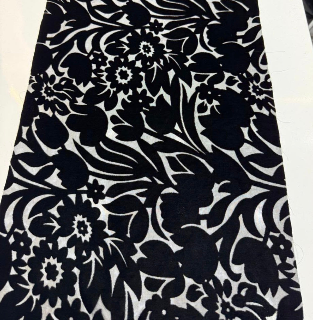 New black and white floral velvet pattern for ELALI Velour Midnight