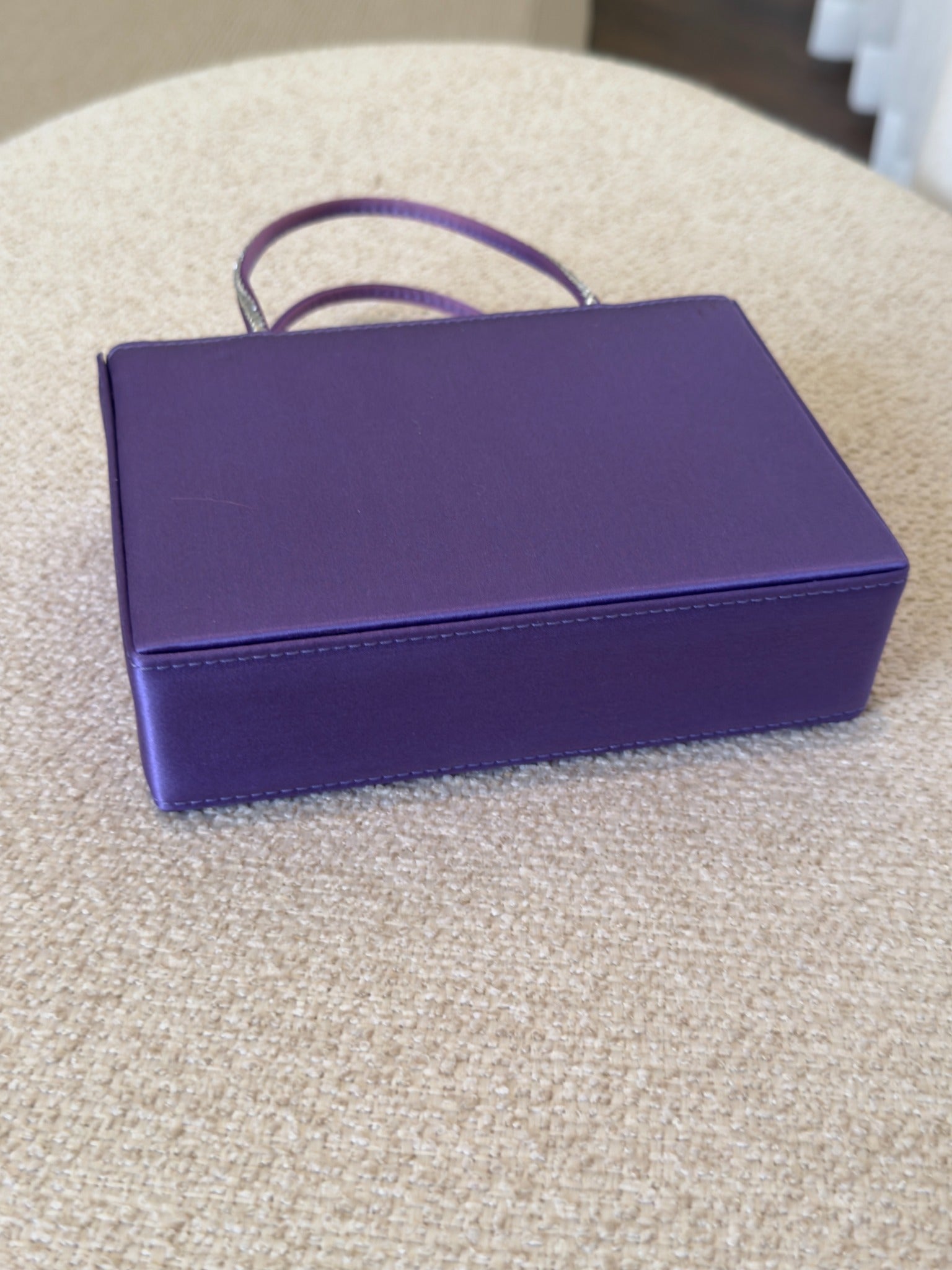 Amina Muaddi Small Amini Gilda purple satin tote base view