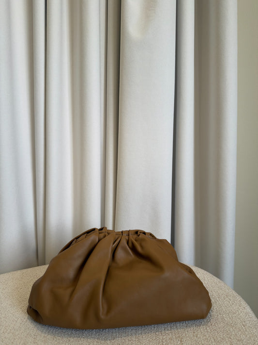 Bottega Veneta The Pouch brown leather front view