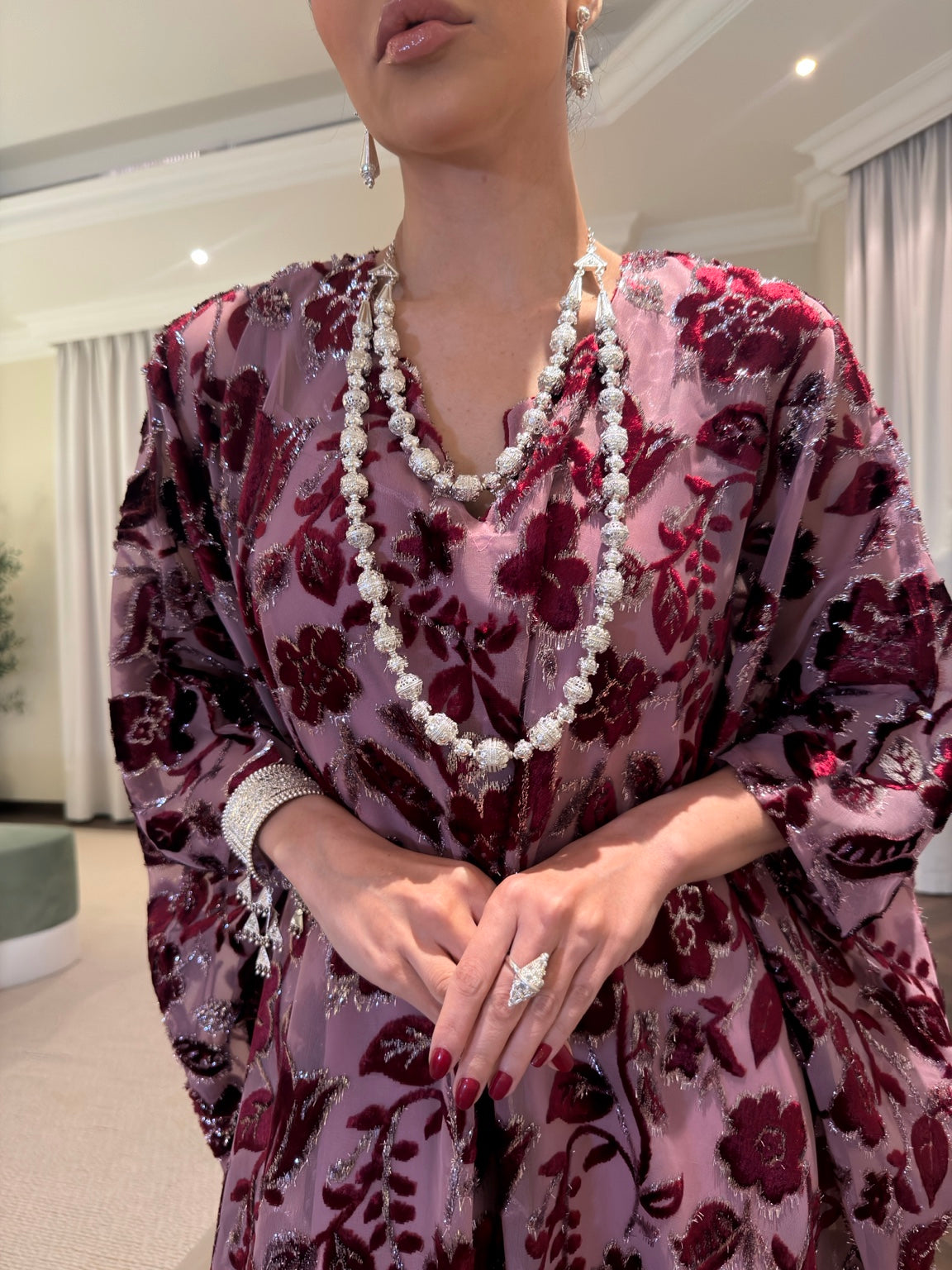 Burgundy Bloom Kaftan