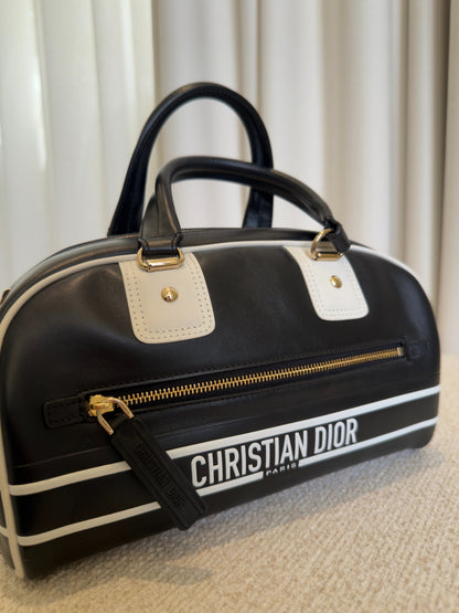 Dior Small Dior Vibe black and white calfskin front close-up