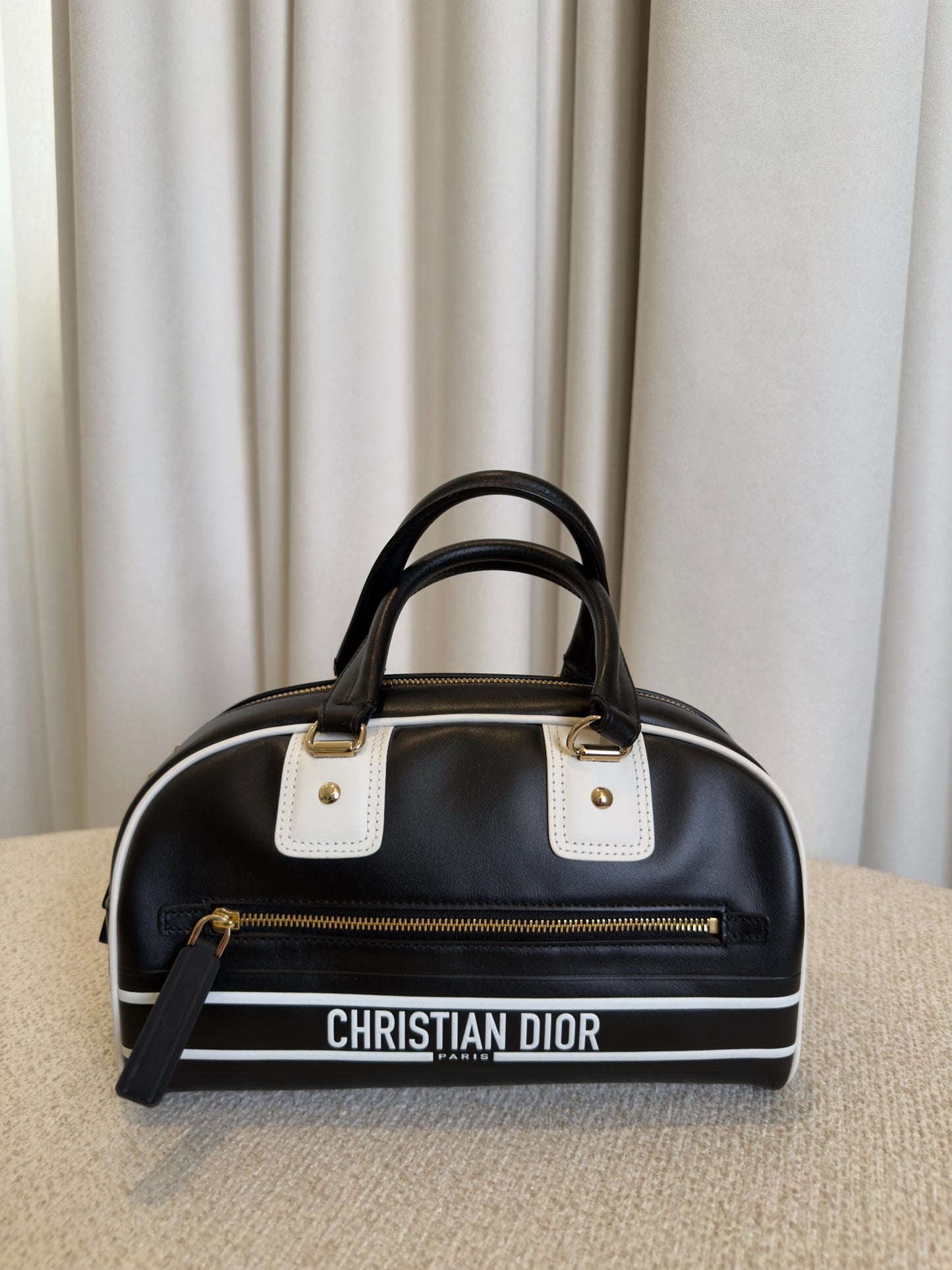 Dior Small Dior Vibe black and white calfskin front view