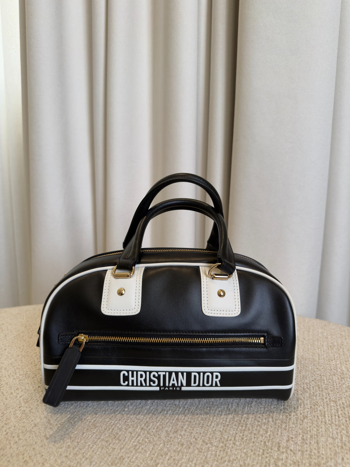 Dior Small Dior Vibe black and white calfskin front view