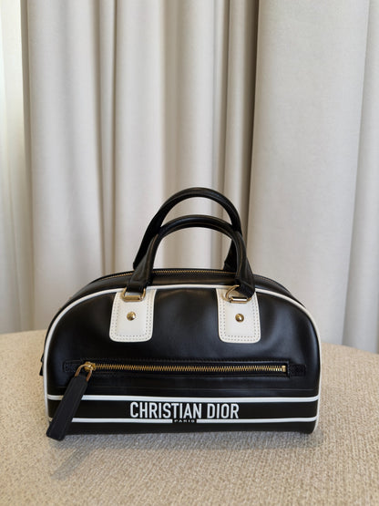 Dior Small Dior Vibe black and white calfskin front view