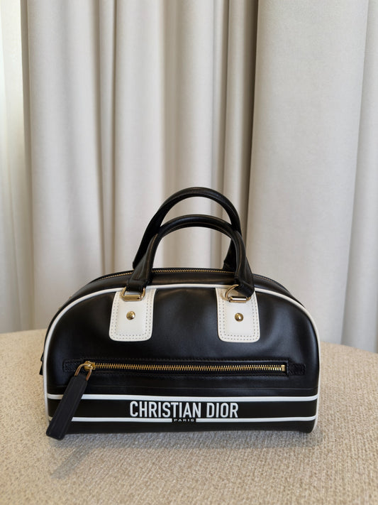 Dior Small Dior Vibe black and white calfskin front view
