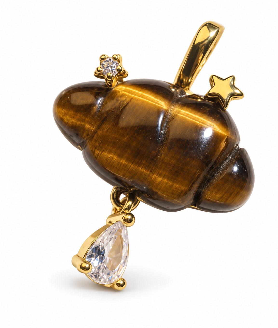 Brown croissant charm with crystal drop