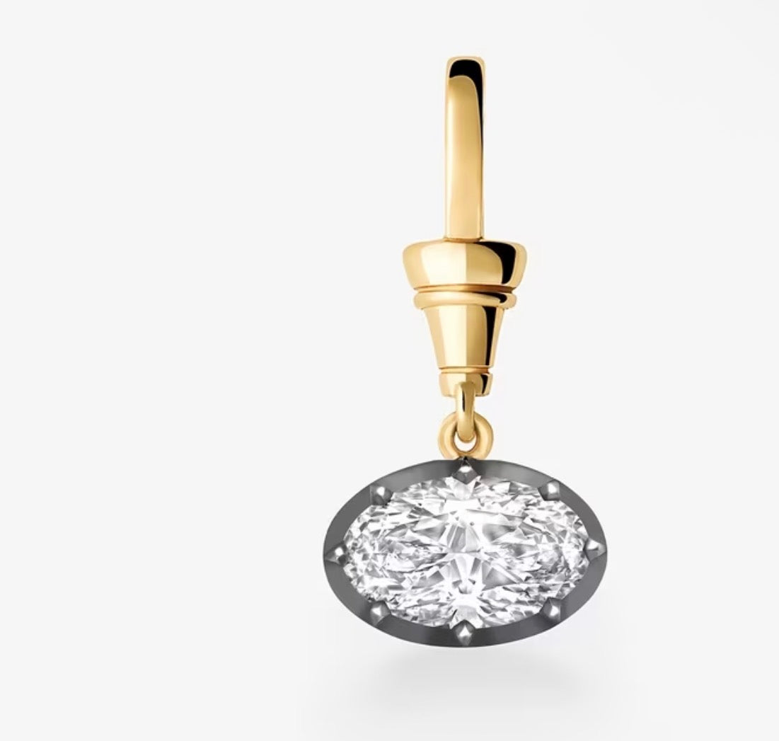 Clear oval charm with gold-tone clip