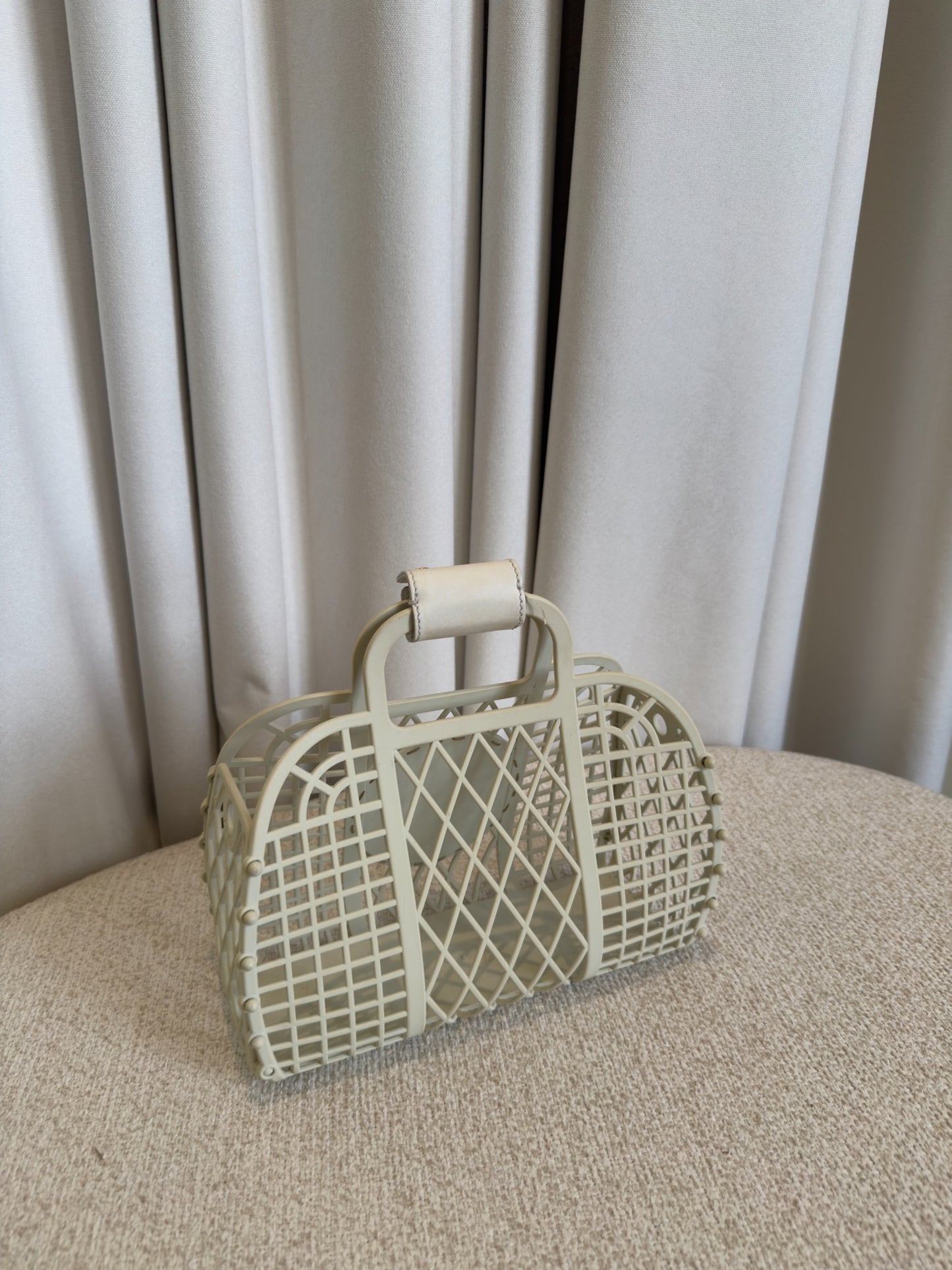 Fendi Mini Basket bag white and light beige back view