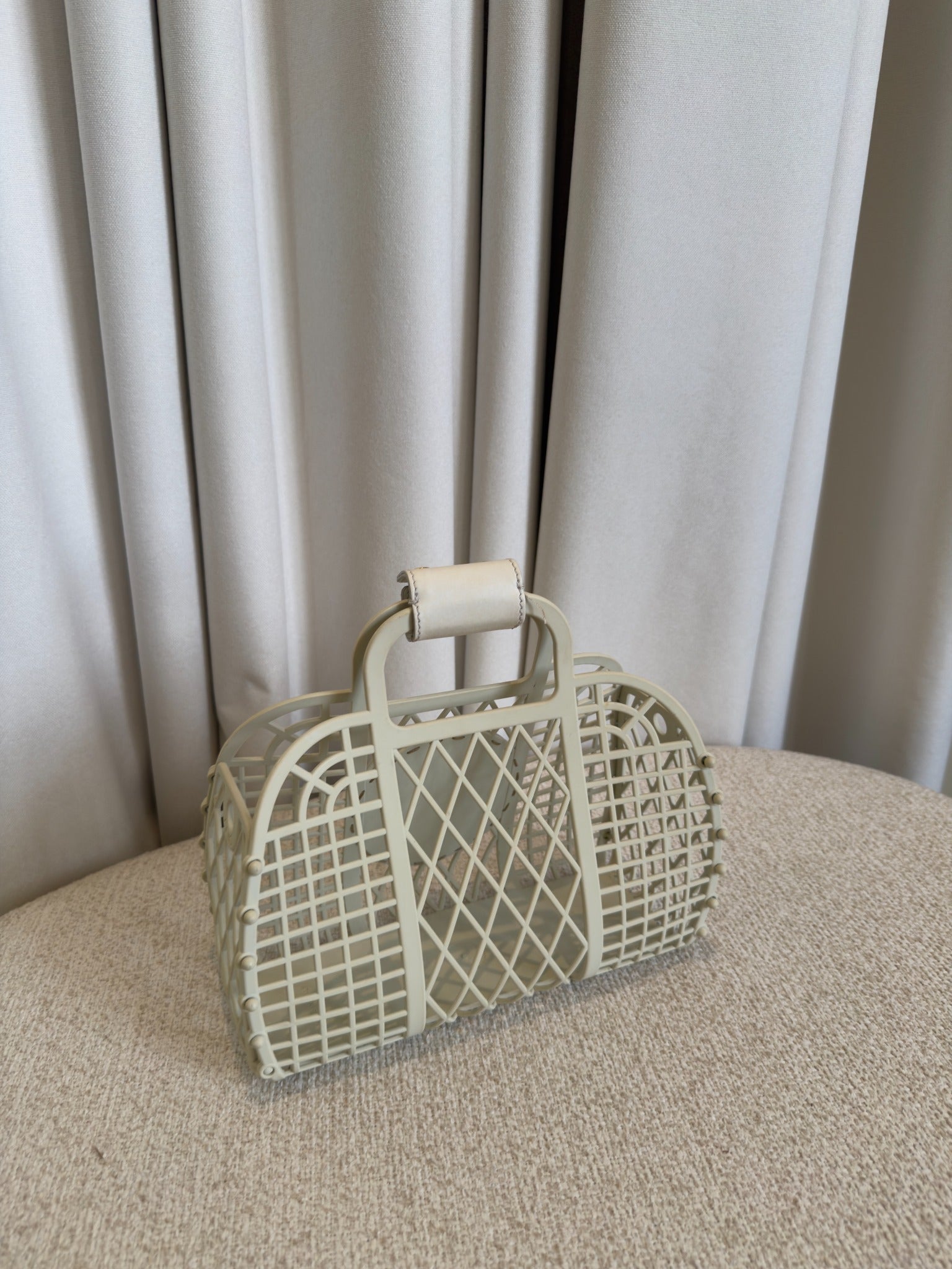 Fendi Mini Basket bag white and light beige back view