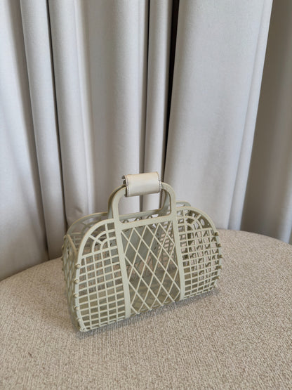 Fendi Mini Basket bag white and light beige back view
