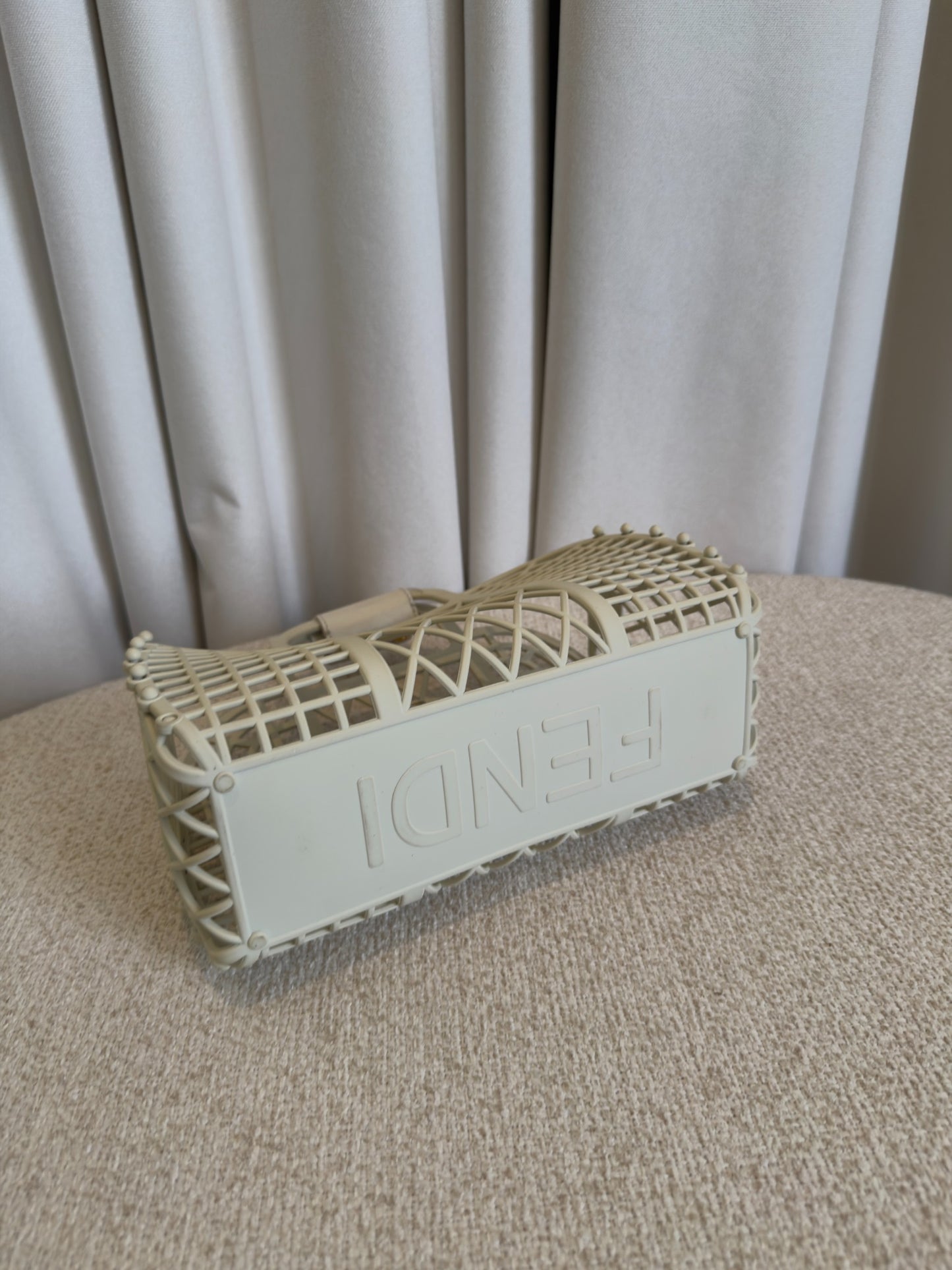 Fendi Mini Basket bag white and light beige base view