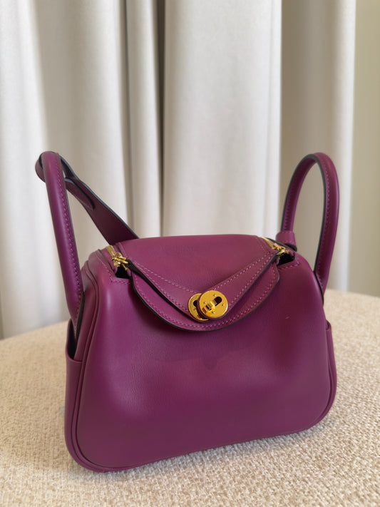 Hermès Mini Lindy 20 Anémone Swift front view