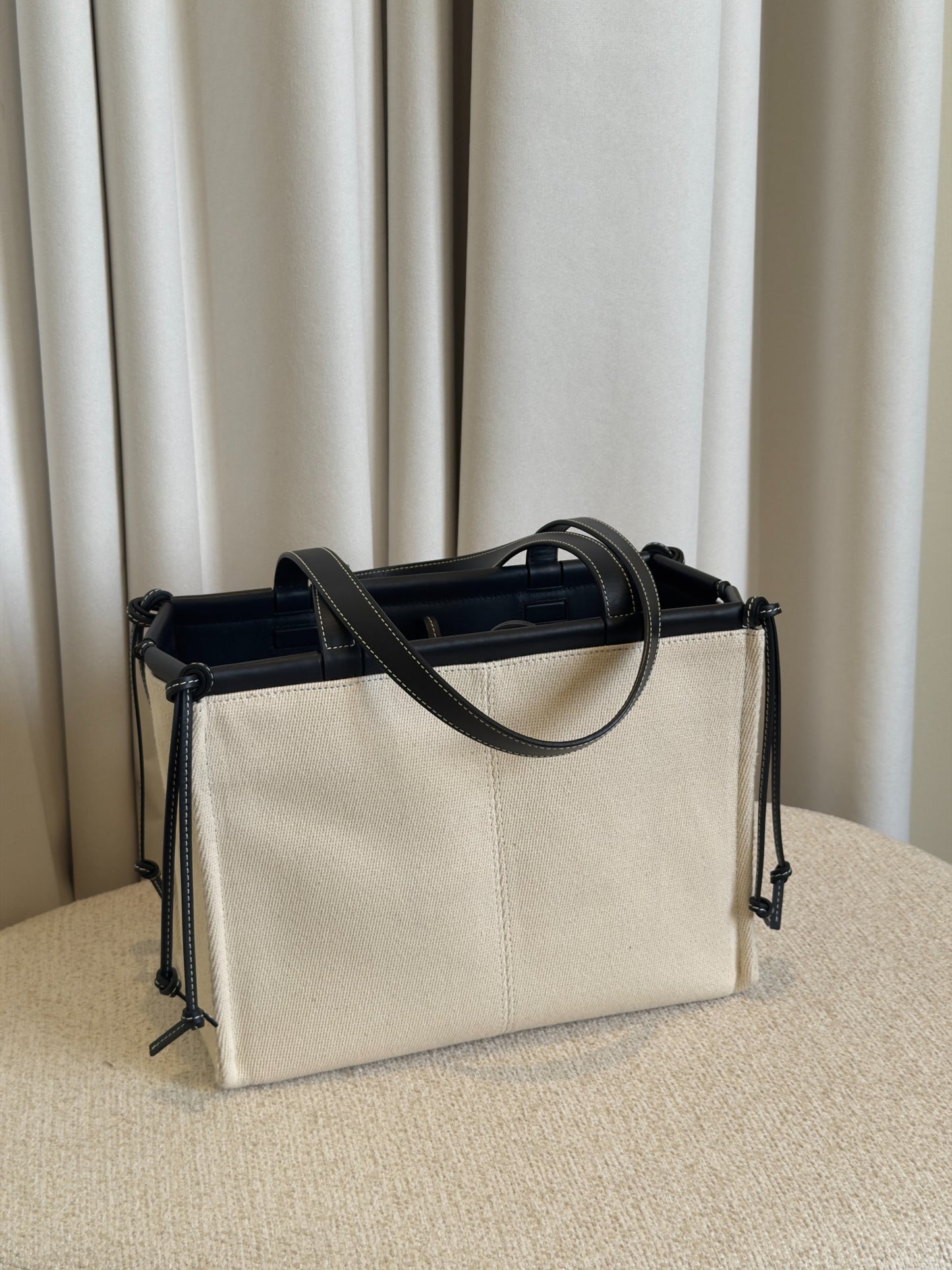 Loewe Small Cushion tote natural canvas back view