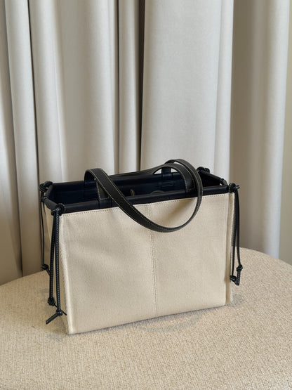 Loewe Small Cushion tote natural canvas back view
