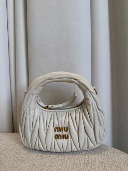 Miu Miu Wander white mini bag front close-up