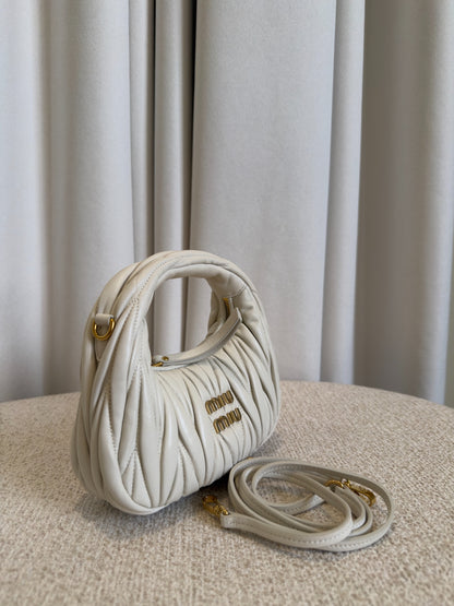 Miu Miu Wander white mini bag three-quarter view