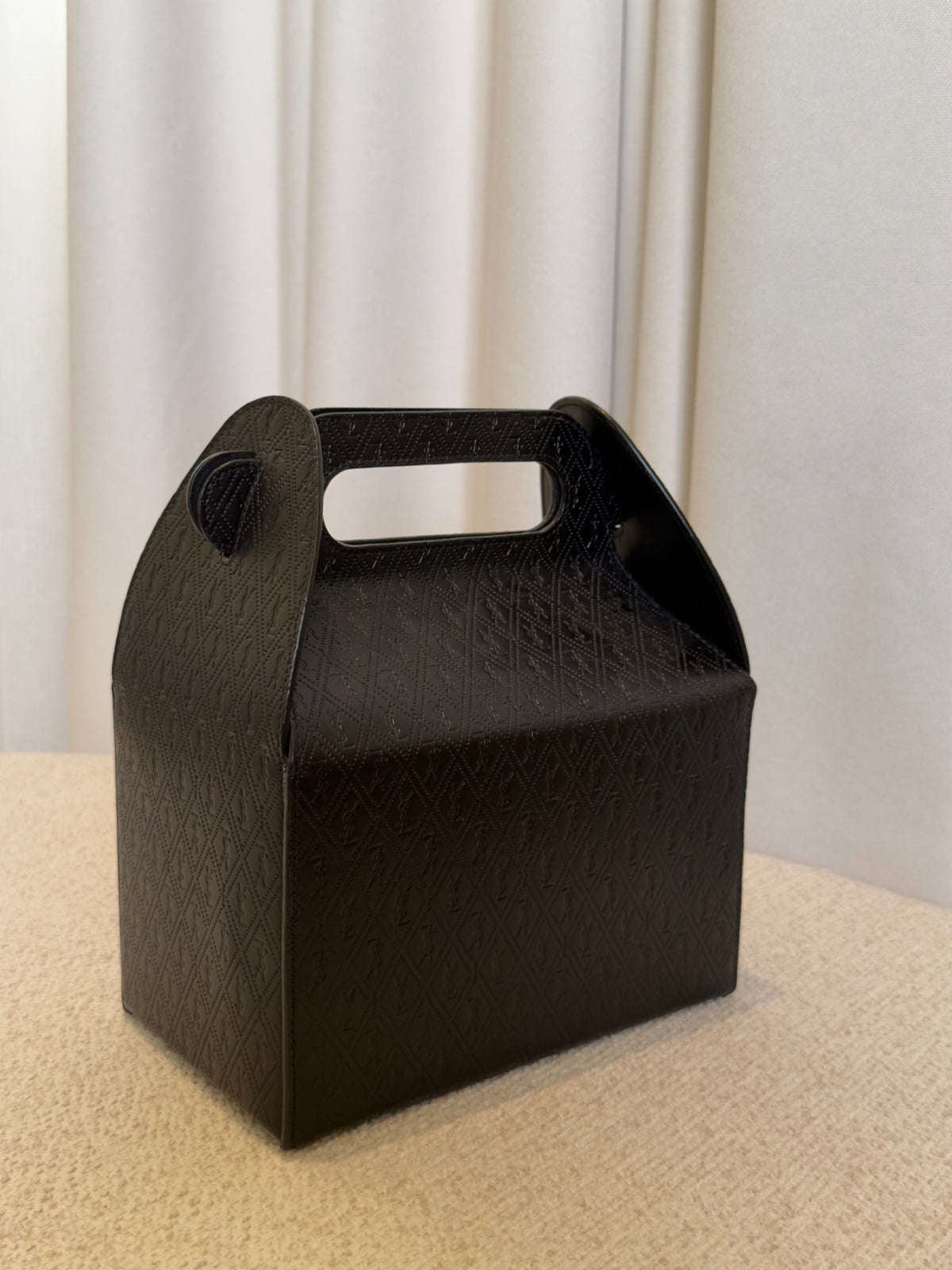 Saint Laurent Take-Away black monogram leather box bag back view