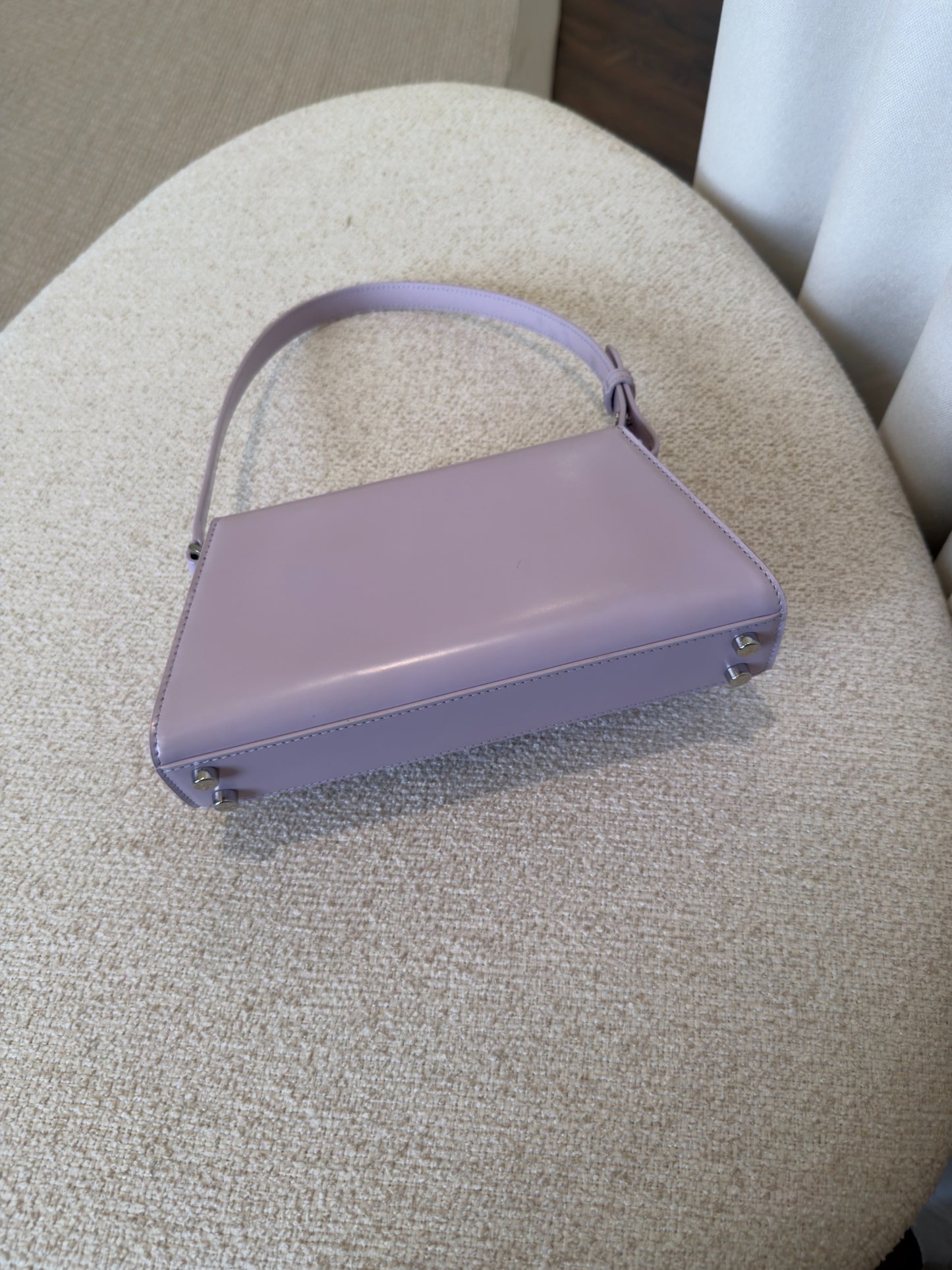 Self-Portrait lilac patent mini shoulder bag back view