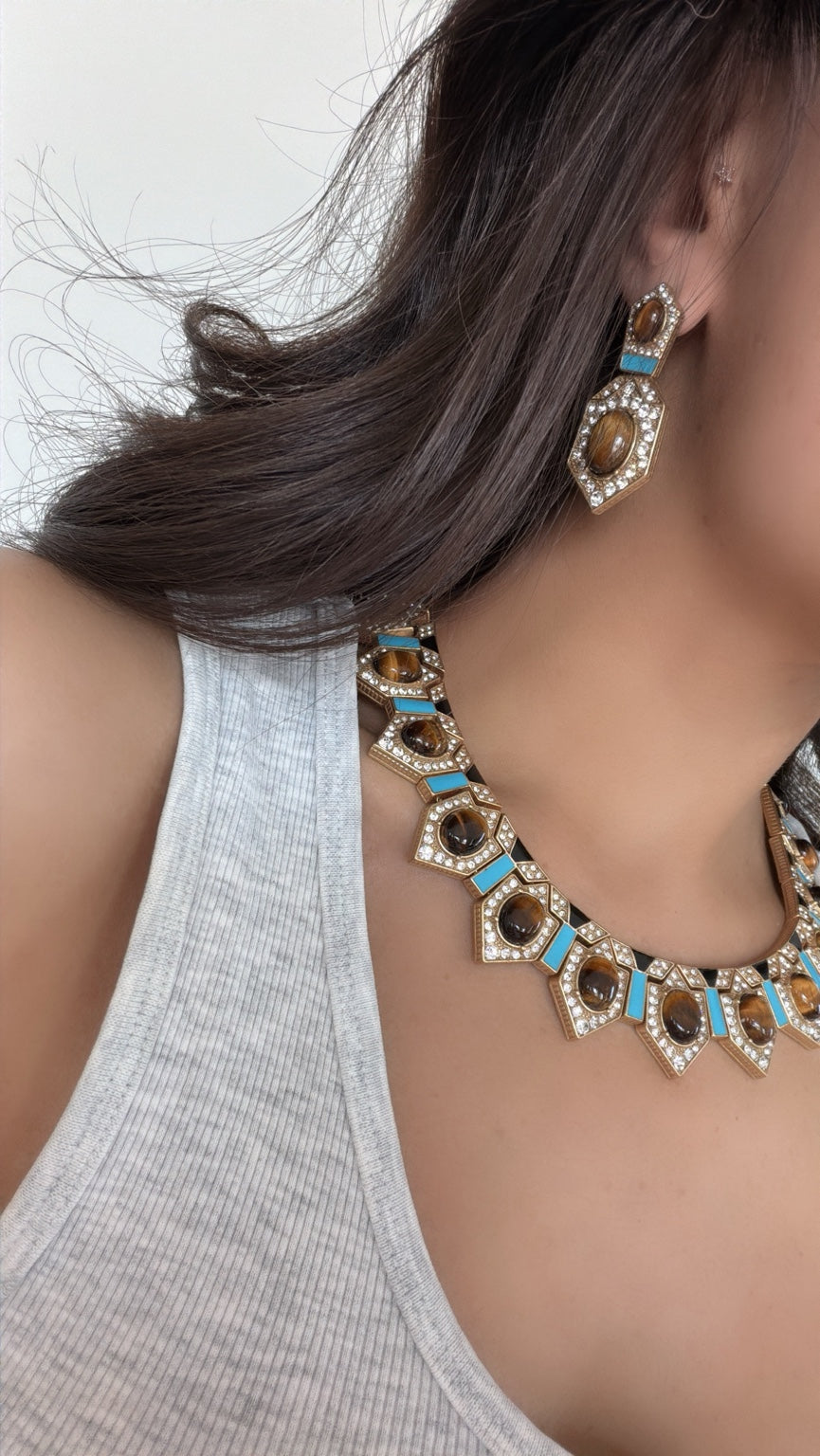 Tiger Eye Dream set worn with matching earring